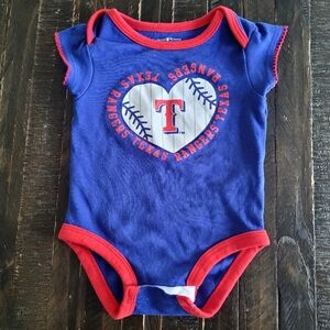 Genuine Merchandise Red and Blue Texas Rangers Bodysuit Baby Size 3/6M